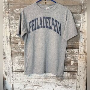 Y2K thrashed  Anvil grey Philadelphia t-shirt Size S